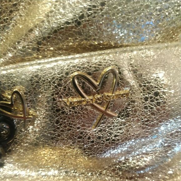 Victorias Secret Gold Backpack Mini Chain Straps Logo Charms CUTE!!! - Picture 12 of 12
